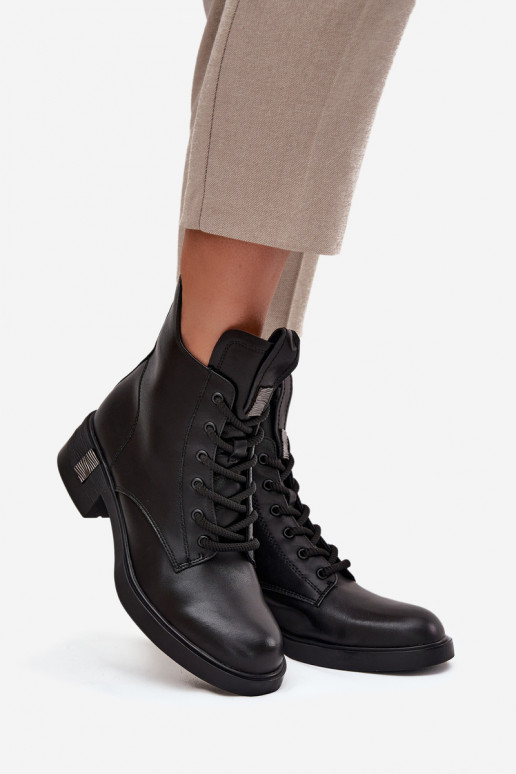 Peau Bottes pour femmes Sur un talon bas Vinceza 66818 couleur noire