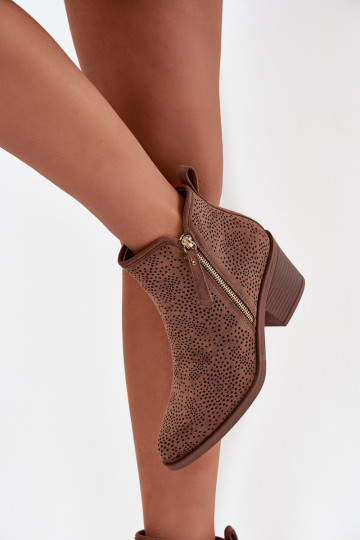 Laarzen in coInboystijl Dames met hakken S.Barski HY52-538 bruine kleur 2