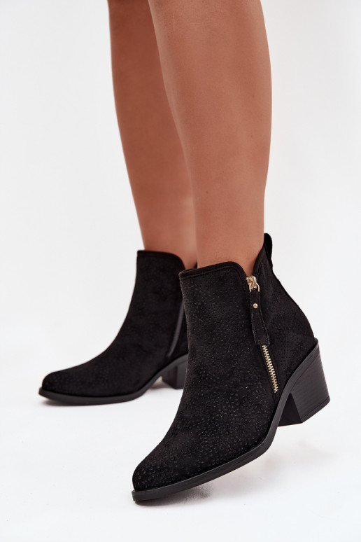 Stiefel im CoZuboy-Stil Feminin mit Absätzen S.Barski HY52-538 schZuarze Farbe Stiefel im CoZuboy-Stil Feminin mit Absätzen S.Barski HY52-538 schZuarze Farbe