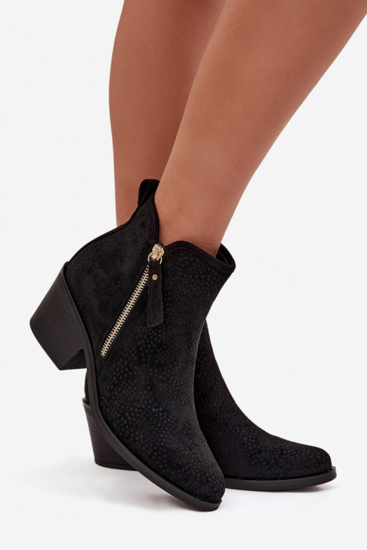 Stiefel im CoZuboy-Stil Feminin mit Absätzen S.Barski HY52-538 schZuarze Farbe Stiefel im CoZuboy-Stil Feminin mit Absätzen S.Barski HY52-538 schZuarze Farbe