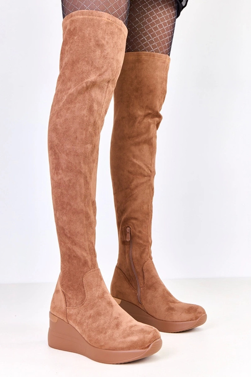 Bruine kunstsuède enkellaarsjes op...