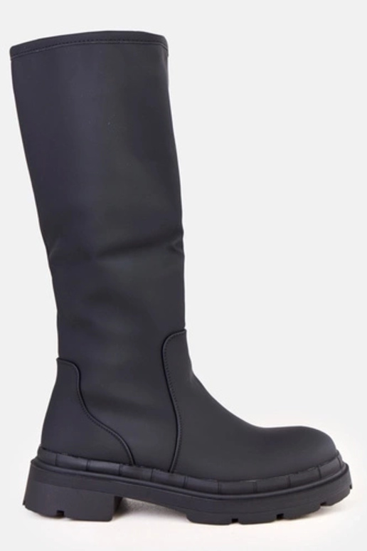 Bottes longues en simili cuir noires...
