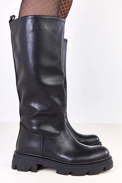 Schwarze Slipper-Damenstiefel aus...