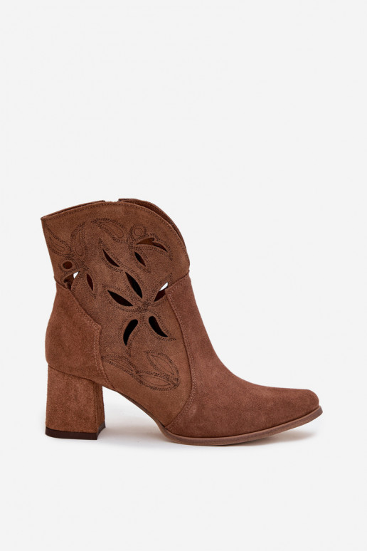 Daim ajouré Bottes pour femmes Zazoo 3647 marron