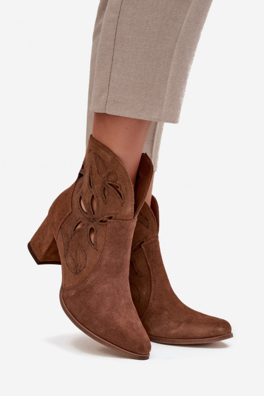 Daim ajouré Bottes pour femmes Zazoo 3647 marron