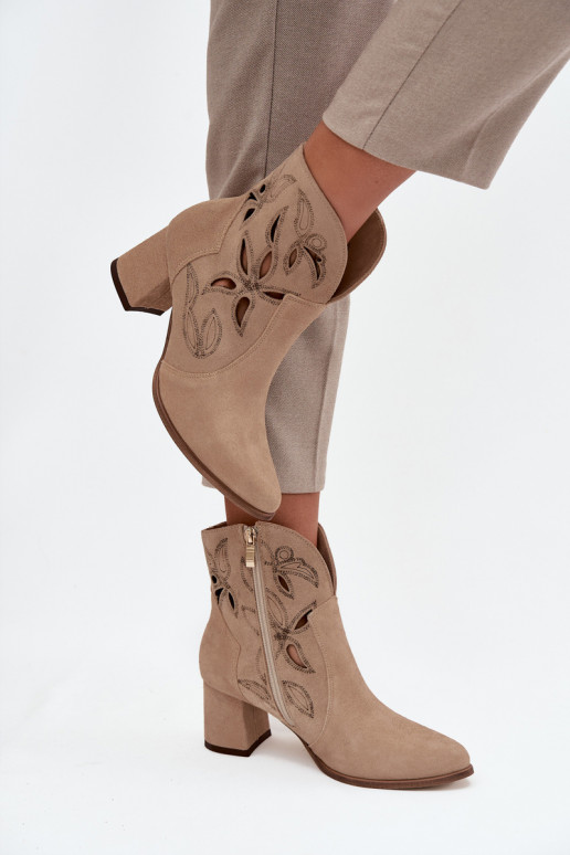Daim ajouré Bottes pour femmes Zazoo 3647 beige