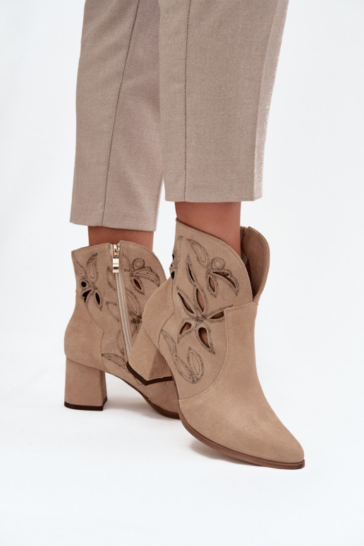 Daim ajouré Bottes pour femmes Zazoo 3647 beige