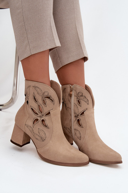 Daim ajouré Bottes pour femmes Zazoo 3647 beige
