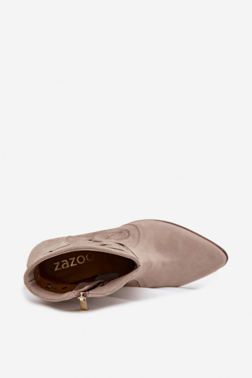 Daim ajouré Bottes pour femmes Zazoo 3647 couleur cappuccino