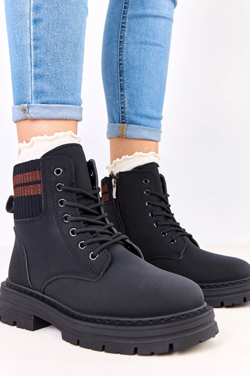 Zwarte warme sneakers van matte kunstleer Goles