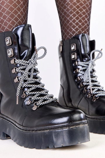 Zwarte sneakers op platform met kristallen Veles