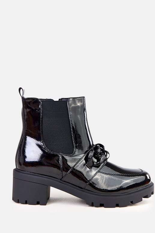 Zwarte lakleren laarzen versierd met...