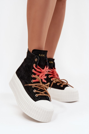 en daim réchauffer Chaussures de loisirs avec une plateforme GOE SS2N4046 couleur noire 2