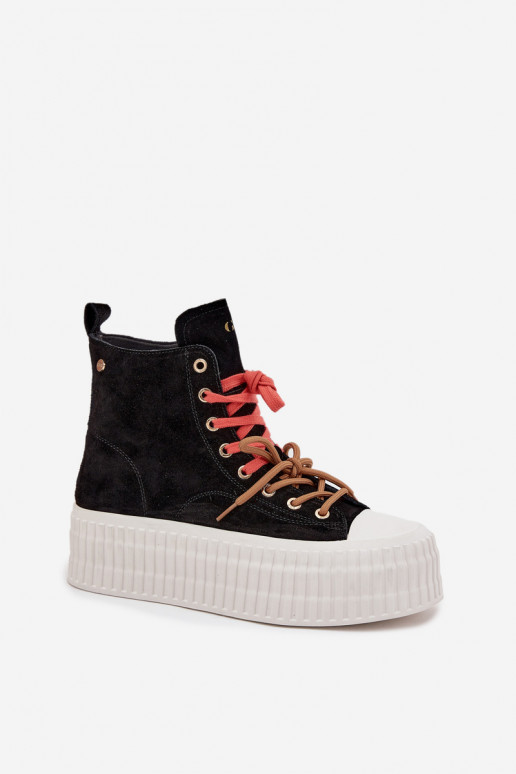 aus INildleder sich Zuarm laufen Freizeitschuhe mit einer Plattform GOE SS2N4046 schZuarze Farbe