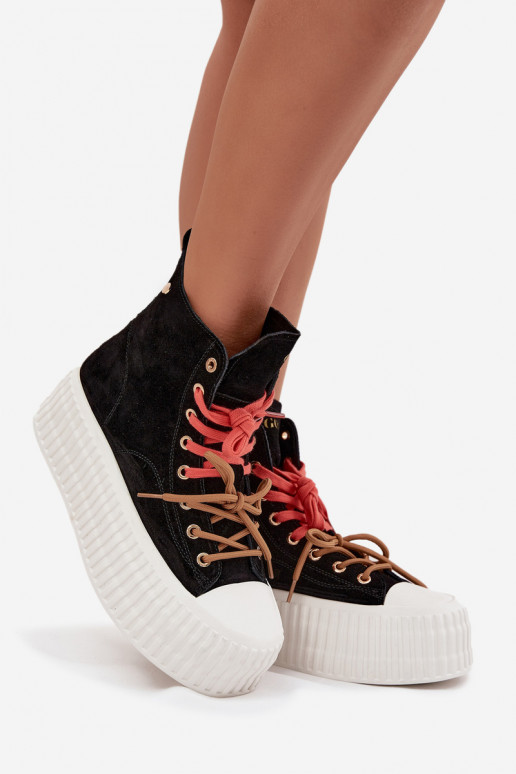 en daim réchauffer Chaussures de loisirs avec une plateforme GOE SS2N4046 couleur noire