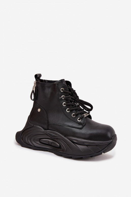 Peau réchauffer Bottes pour femmes avec une plateforme GOE SS2N4301 couleur noire