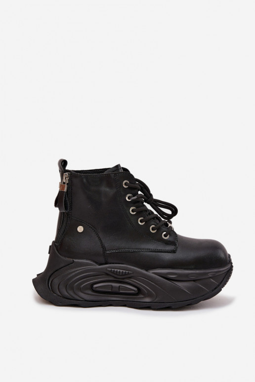 Leer opInarmen Dameslaarzen met platform GOE SS2N4301 zInart