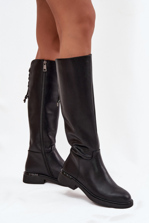 réchauffer bottes pour femmesActivéturalnej Skóry avec des talons larges Vinceza 66822 couleur noire