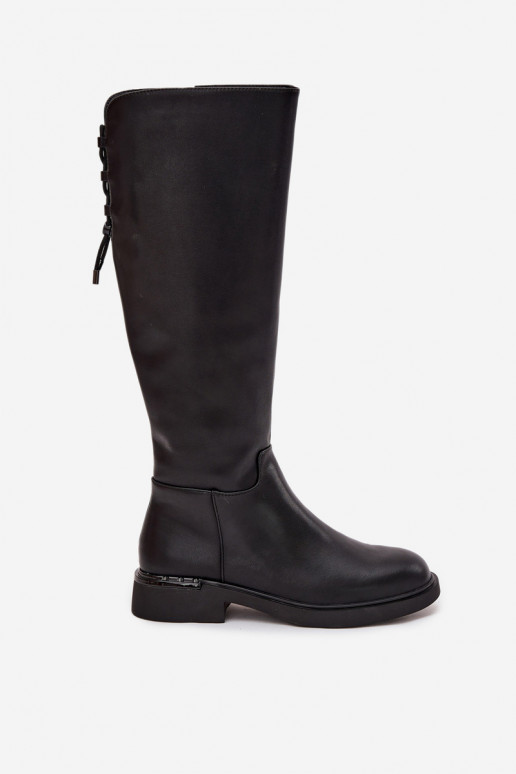 sich Zuarm laufen DamenstiefelErmöglichtturalnej Skóry mit breiten Absätzen Vinceza 66822 schZuarze Farbe