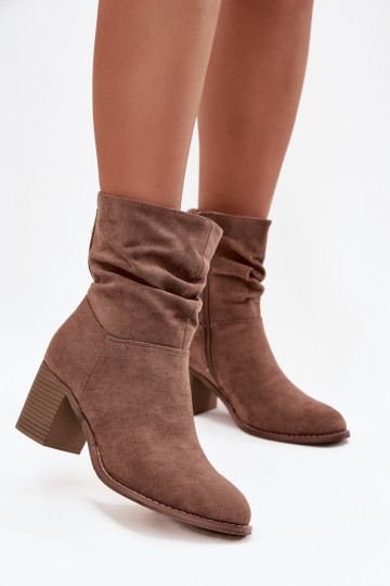 Damenstiefel Mit Rüschen mit Absätzen S.Barski HY52-516 braune Farbe