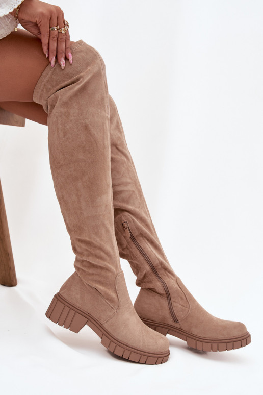 bottes pour femmes au-dessus du genou S.Barski HY42-122 beige