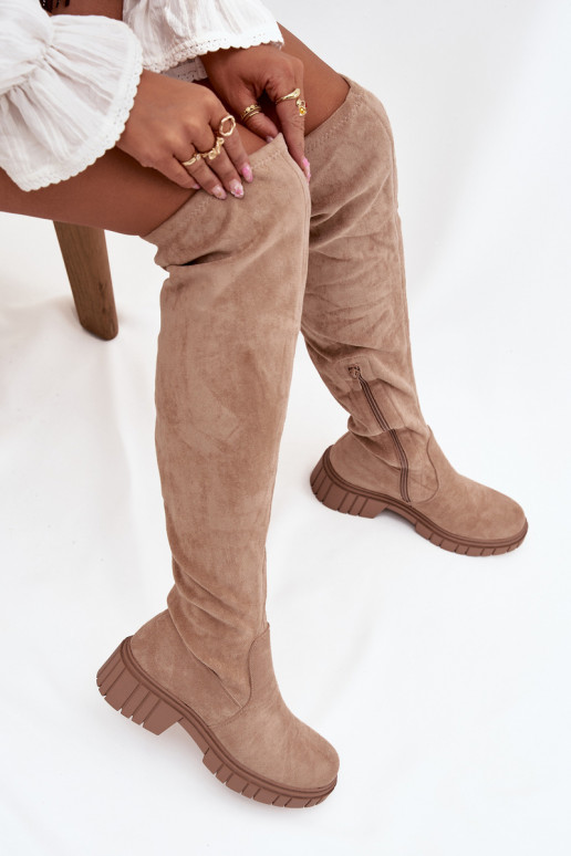 bottes pour femmes au-dessus du genou S.Barski HY42-122 beige