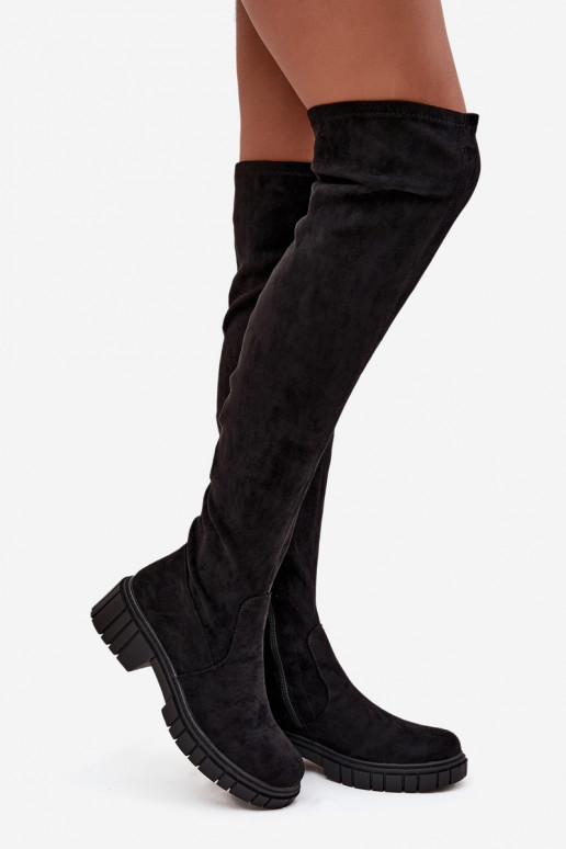 bottes pour femmes au-dessus du genou S.Barski HY42-122 couleur noire bottes pour femmes au-dessus du genou S.Barski HY42-122 couleur noire