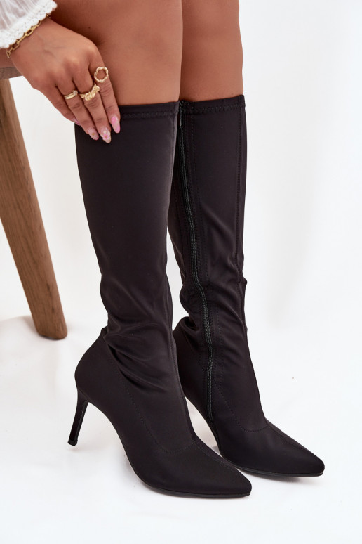  bottes pour femmes avec des talons fins S.Barski HY52-513 couleur noire