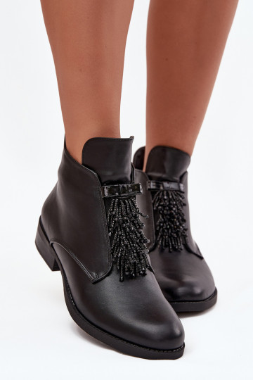 réchauffer Bottes pour femmes avec des talons larges S.Barski HY42-713 couleur noire