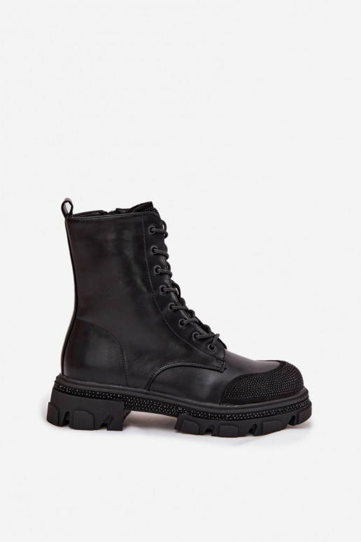 Bottines de travail Féminin réchauffer Avec décoration S.Barski HY42-982 couleur noire