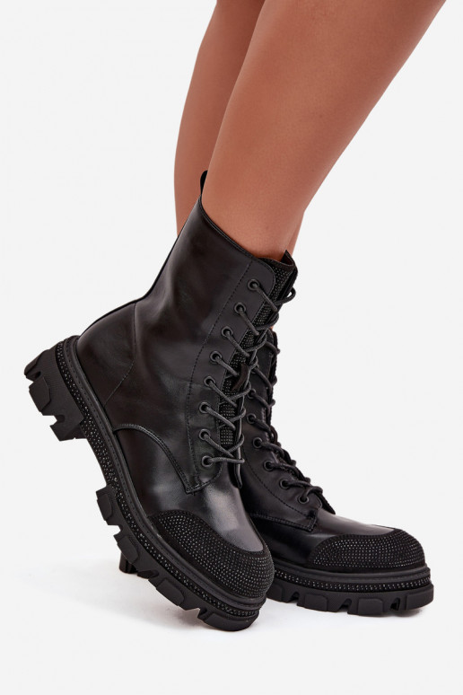 Enkellaarsjes voor Inerknemers Dames opInarmen Met Decoratie S.Barski HY42-982 zInart