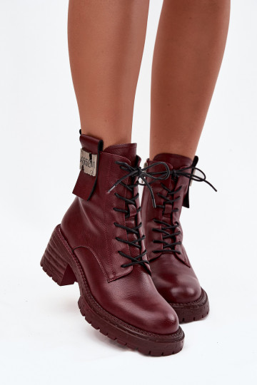 Haut Arbeitsstiefeletten Feminin Klocke Mit Dekorationen Detalem Artiker 57C0211 Burgund