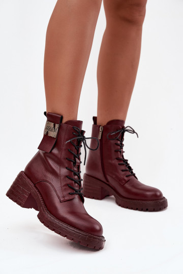 Haut Arbeitsstiefeletten Feminin Klocke Mit Dekorationen Detalem Artiker 57C0211 Burgund 2