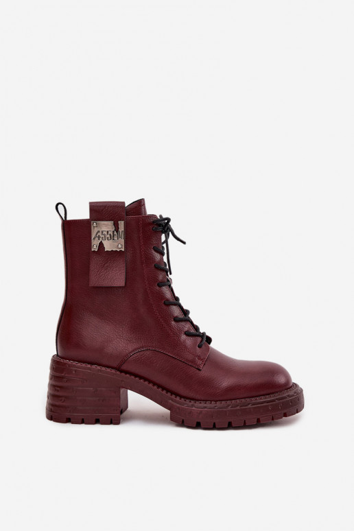 Haut Arbeitsstiefeletten Feminin Klocke Mit Dekorationen Detalem Artiker 57C0211 Burgund