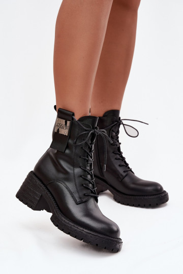 Peau Bottines de travail Féminin Klocke Avec des décorations Detalem Artiker 57C0214 couleur noire 2