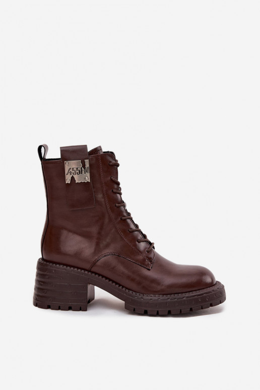 Peau Bottines de travail Féminin Klocke Avec des décorations Detalem Artiker 57C0213 marron