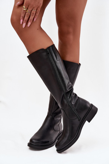 Haut INarme Stiefel mit breiten Absätzen Sergio Leone KZ25600-S schZuarze Farbe 2