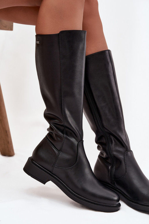 Peau Bottes chaudes avec des talons larges Sergio Leone KZ25600-S couleur noire Peau Bottes chaudes avec des talons larges Sergio Leone KZ25600-S couleur noire