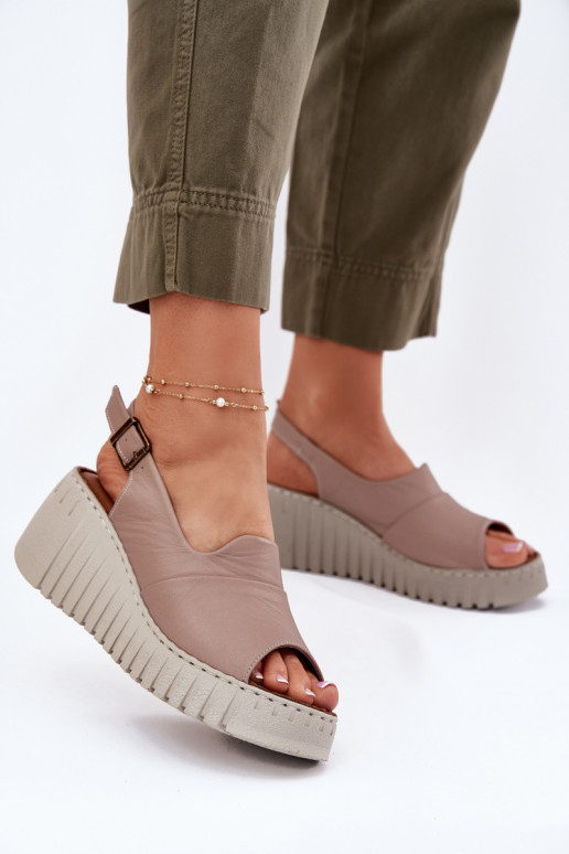 DamensandalenErmöglichtturalnej Skóry Auf einem Keil Artiker 54C0788 Beige