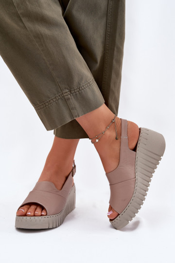 Dames sandalenOpturalnej Skóry Op de INig Artiker 54C0788 beige 2
