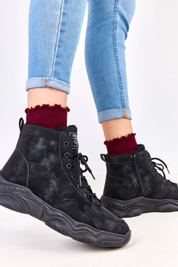Bottes de travail noires en daim synthétique avec fourrure, Chakles 2