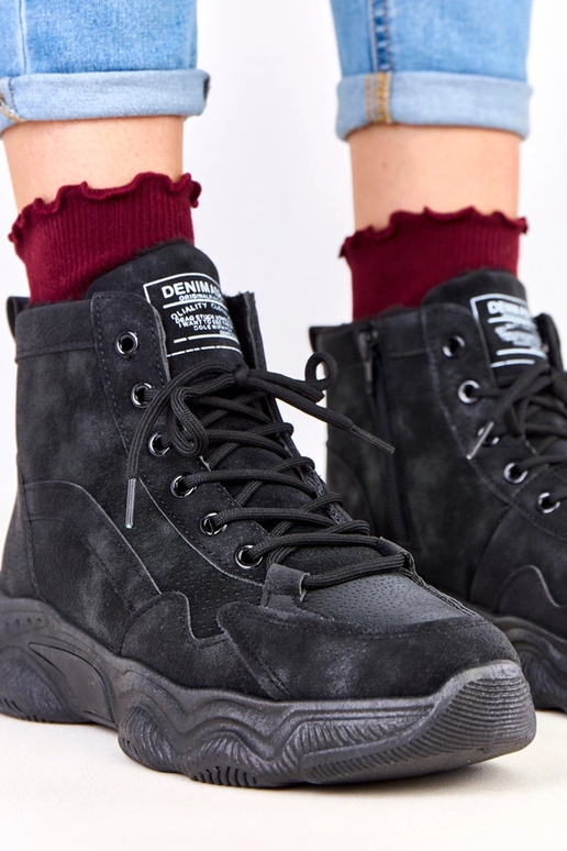 Bottes de travail noires en daim...