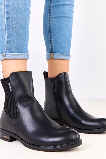 Bottines noires à semelle plate avec élastique, Gres