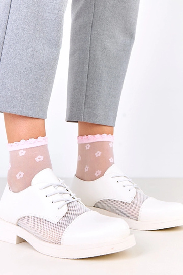 Bottines blanches pour femmes avec mesh sur la tige, Moris