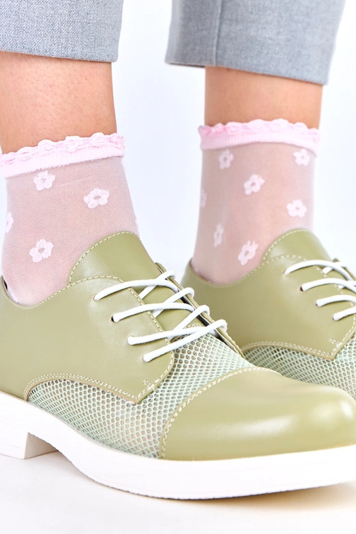 Groene dames enkellaarsjes met gaas...