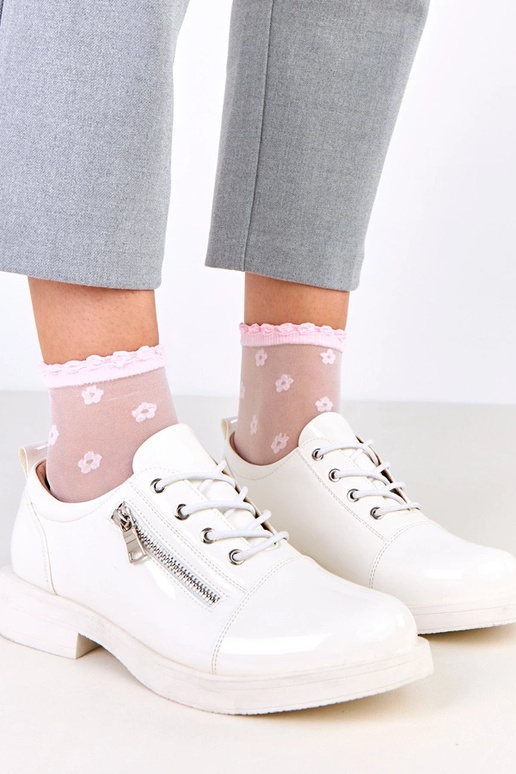 Witte gelakte dames enkellaarsjes,...