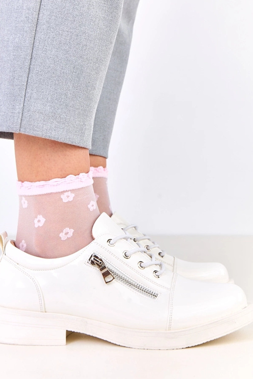 Witte gelakte dames enkellaarsjes,...