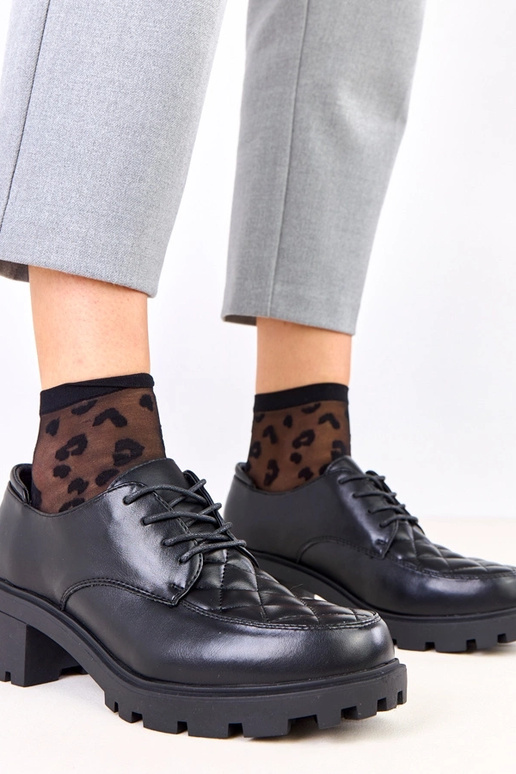 Zwarte halfhoge schoenen met gestikte...