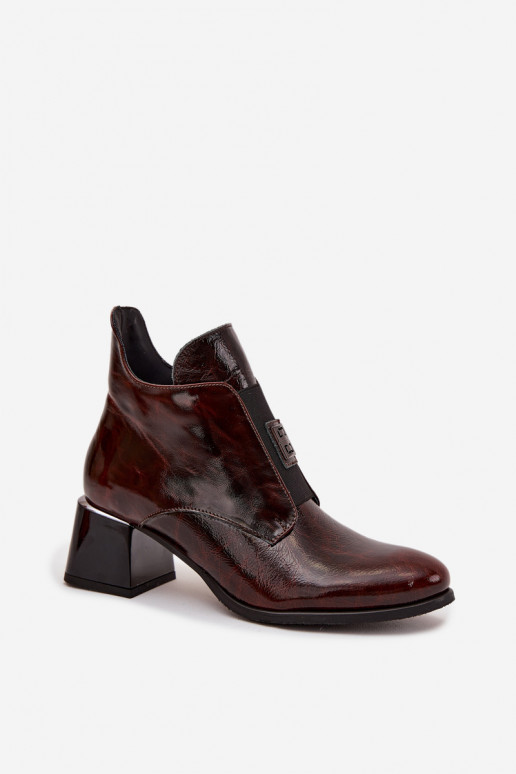 Haut mit Lackeffekt Stiefel Klocke Mit Dekorationen Detalem sich Zuarm laufen Zazoo 60560 dunkelbraun