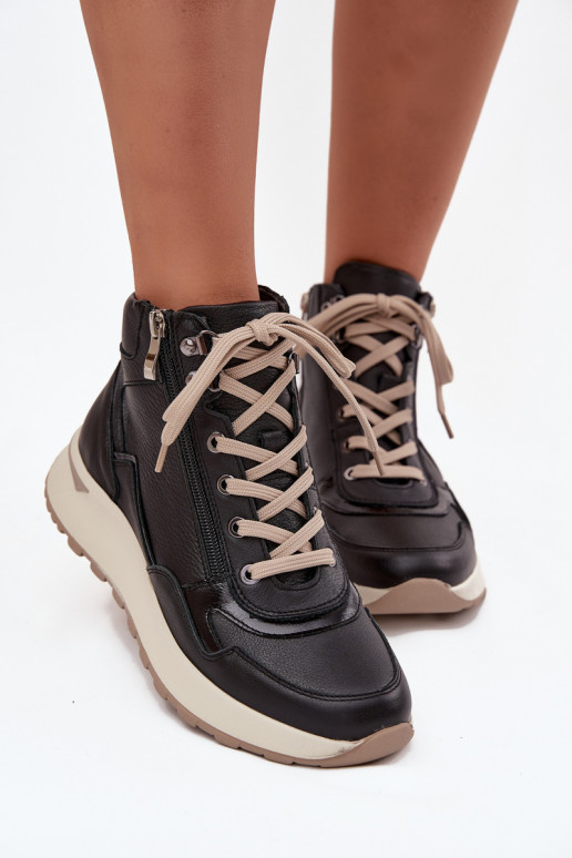 Stiefel Sportlicher Stil Feminin mit einer PlattformErmöglichtturalnej Skóry Zazoo Z1239 schZuarze Farbe